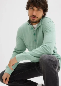 bonprix Sweat à col boutonné 100% coton|Homme Sweats