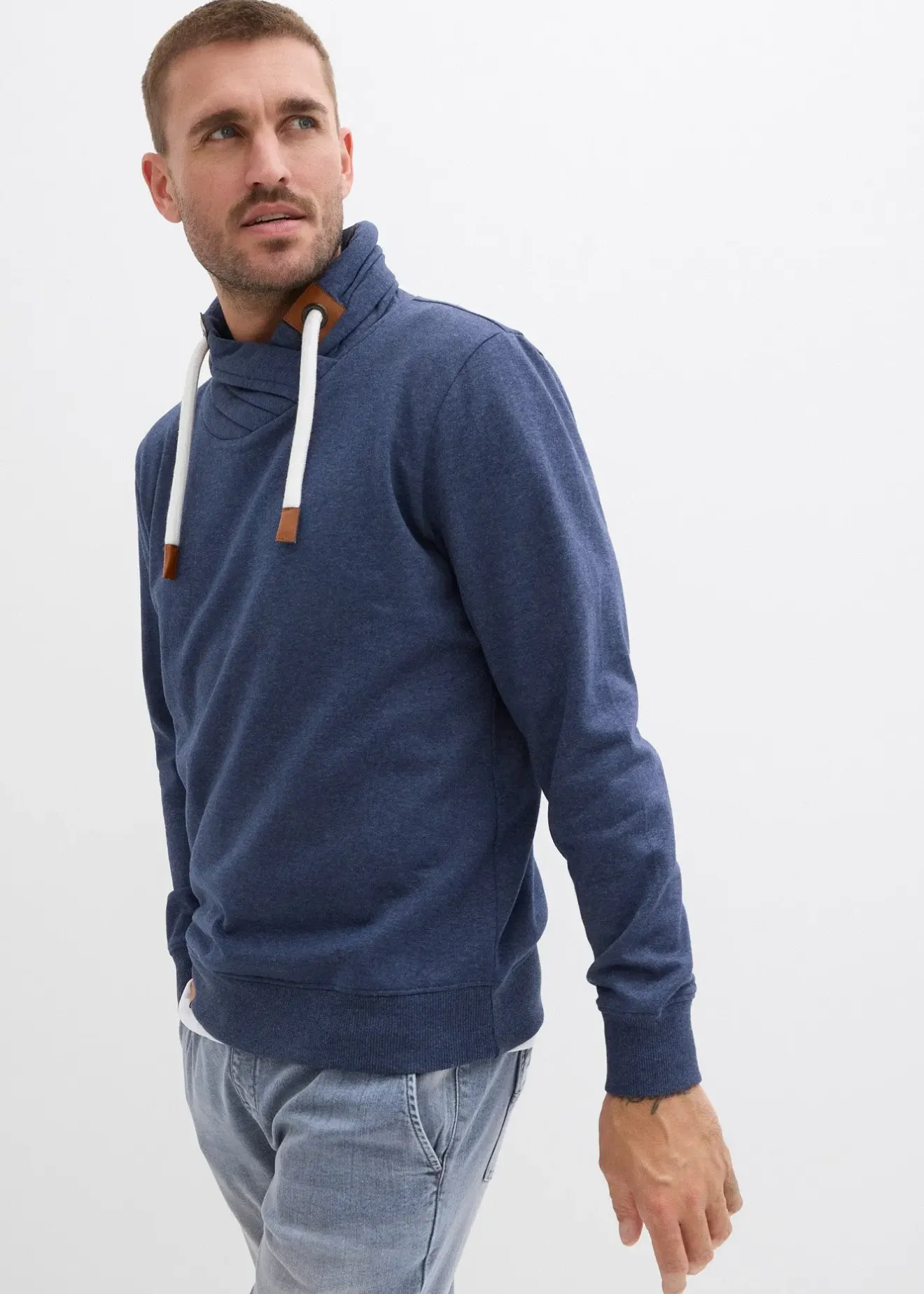 bonprix Sweat à col châle et détails enduits|Homme Sweats
