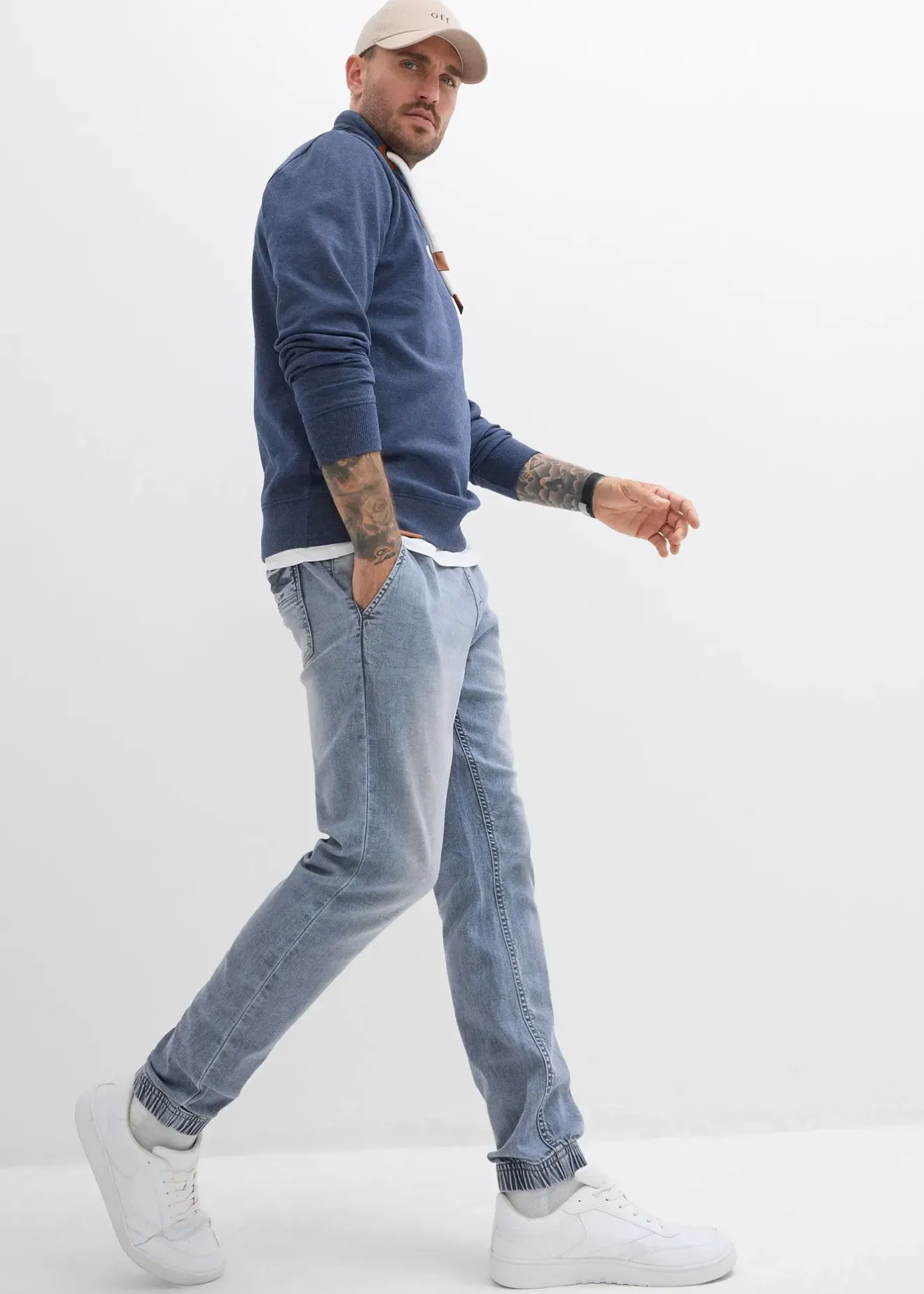 bonprix Sweat à col châle et détails enduits|Homme Sweats