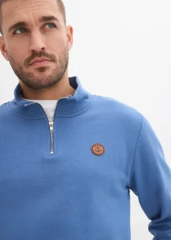 Homme bonprix Sweats|Sweat à col zippé 100% coton