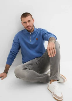 Homme bonprix Sweats|Sweat à col zippé 100% coton