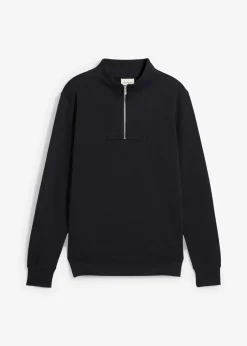 Homme bonprix Sweats|Sweat à col zippé 100% coton