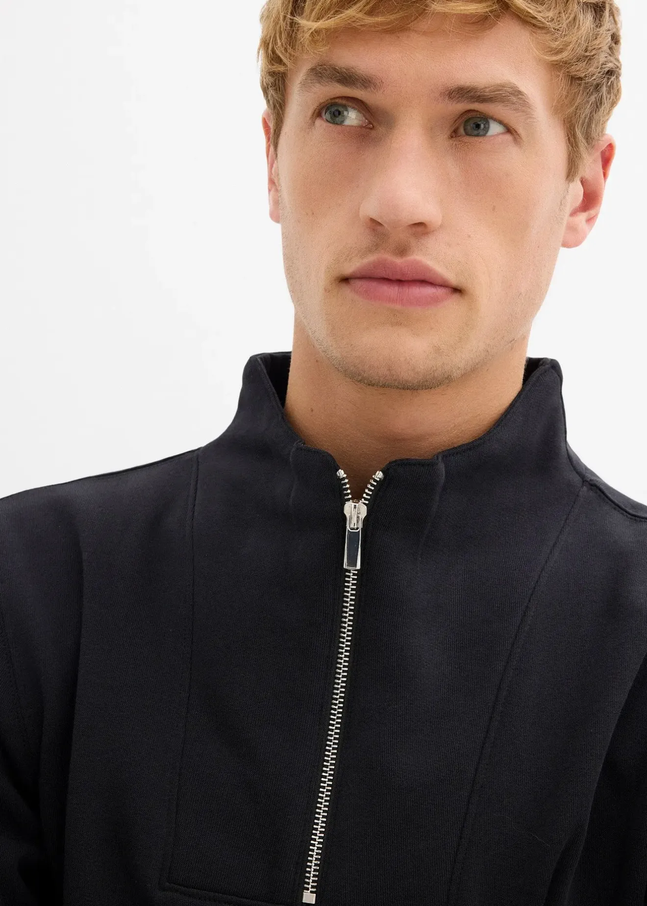 Homme bonprix Sweats|Sweat à col zippé 100% coton