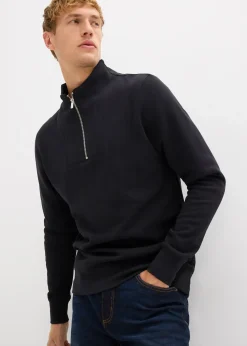 Homme bonprix Sweats|Sweat à col zippé 100% coton