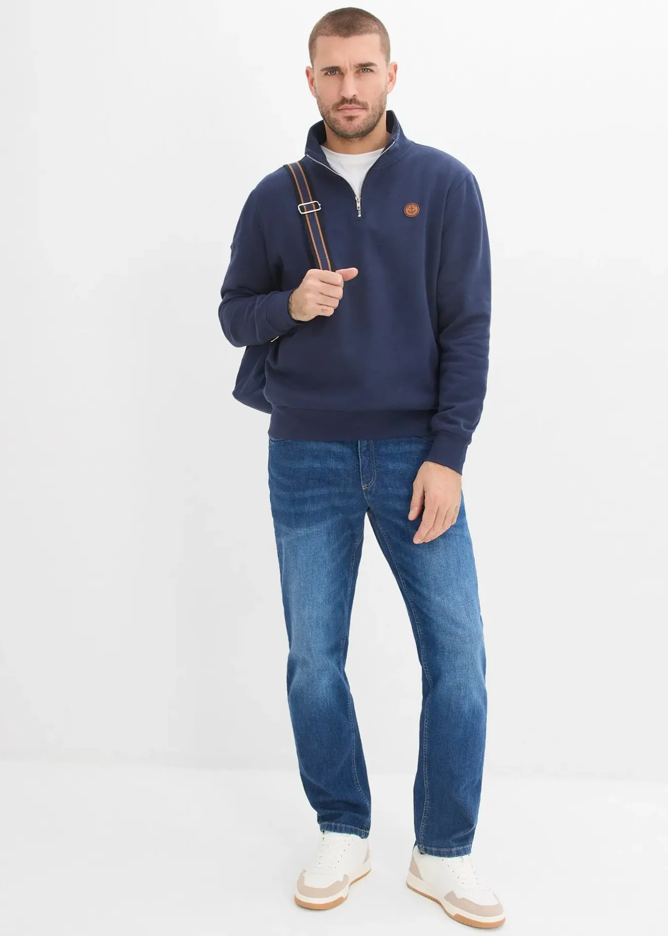 bonprix Sweat à col zippé 100% coton|Homme Sweats