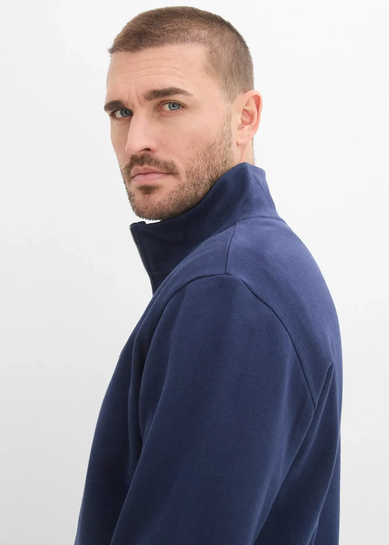 bonprix Sweat à col zippé 100% coton|Homme Sweats