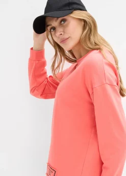 bonprix Sweat en coton mélangé, coupe courte devant longue derrière|Femme Sweats