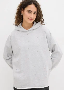 Femme bonprix Sweats|Sweat oversize à capuche et strass
