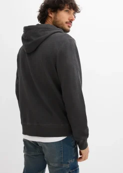 Homme bonprix Sweats|Sweat zippé à capuche, aspect délavé