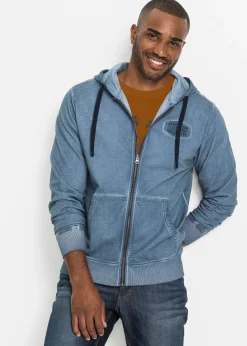 bonprix Sweat zippé à capuche, aspect délavé|Homme Sweats