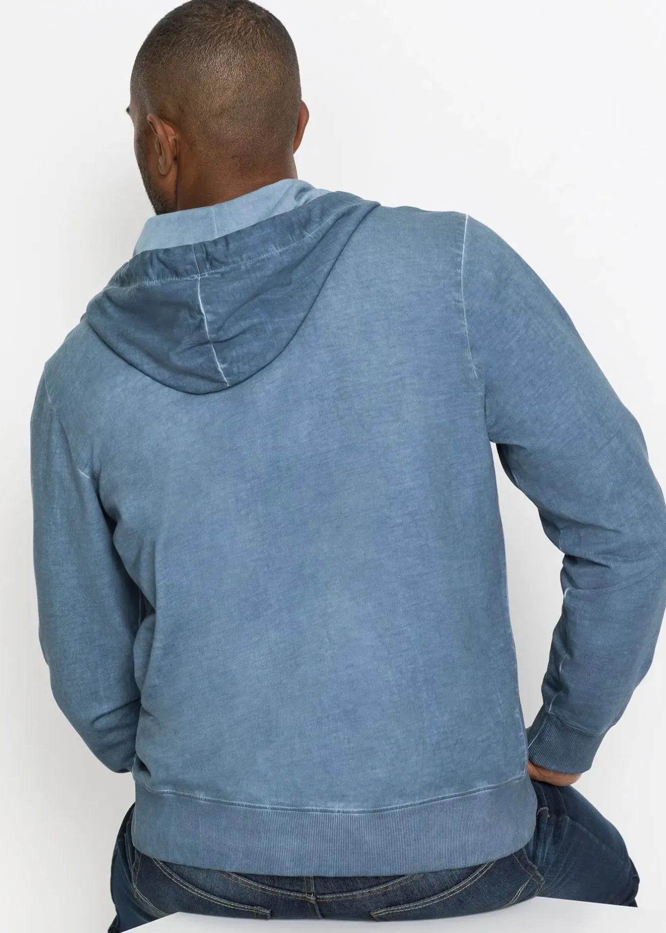 bonprix Sweat zippé à capuche, aspect délavé|Homme Sweats