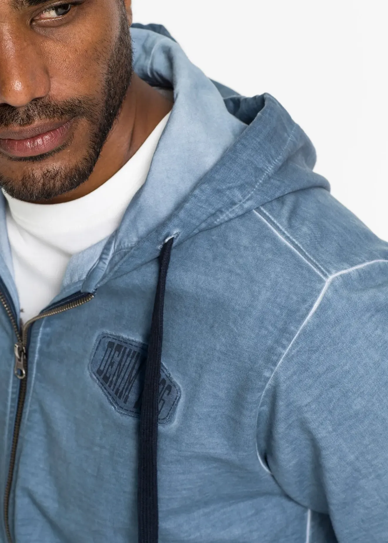 bonprix Sweat zippé à capuche, aspect délavé|Homme Sweats