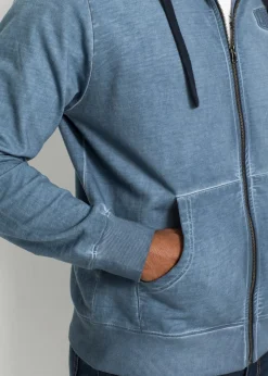 bonprix Sweat zippé à capuche, aspect délavé|Homme Sweats