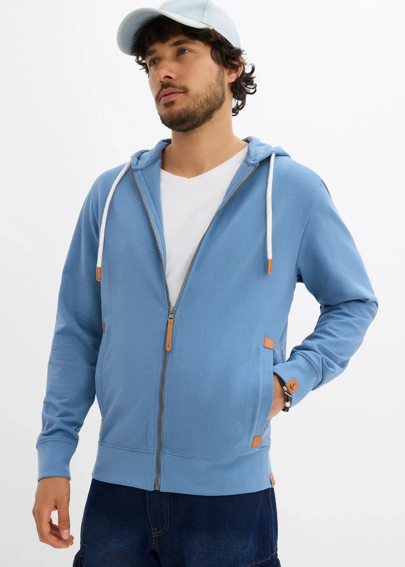 bonprix Sweat zippé à capuche et détails enduits|Homme Sweats