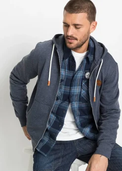 bonprix Sweat zippé à capuche et détails enduits|Homme Vêtements De Sport|Sweats