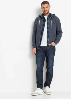 bonprix Sweat zippé à capuche et détails enduits|Homme Vêtements De Sport|Sweats