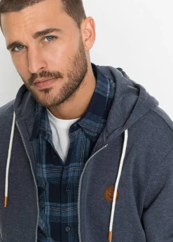 bonprix Sweat zippé à capuche et détails enduits|Homme Vêtements De Sport|Sweats