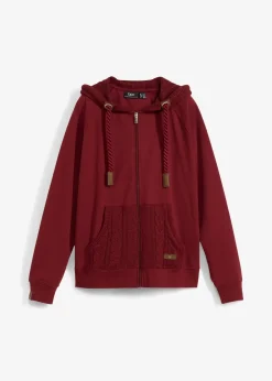 Femme bonprix Sweats|Sweat zippé à capuche et poches en maille