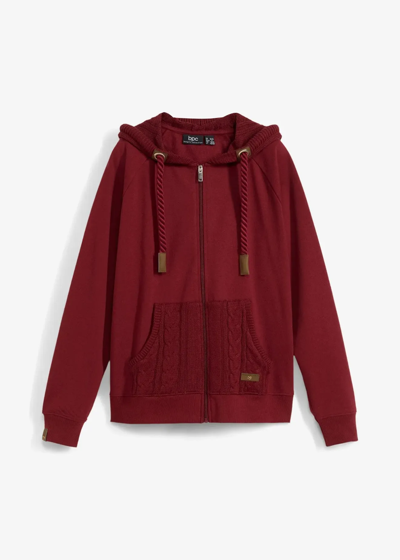 Femme bonprix Sweats|Sweat zippé à capuche et poches en maille