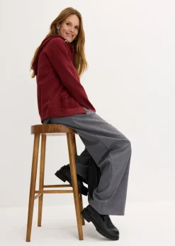 Femme bonprix Sweats|Sweat zippé à capuche et poches en maille