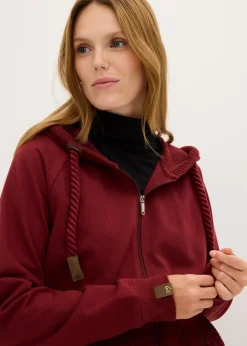 Femme bonprix Sweats|Sweat zippé à capuche et poches en maille