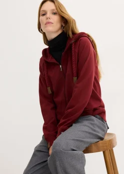 Femme bonprix Sweats|Sweat zippé à capuche et poches en maille