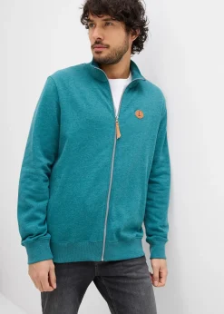 Homme bonprix Sweats|Sweat zippé à col montant et détails enduits