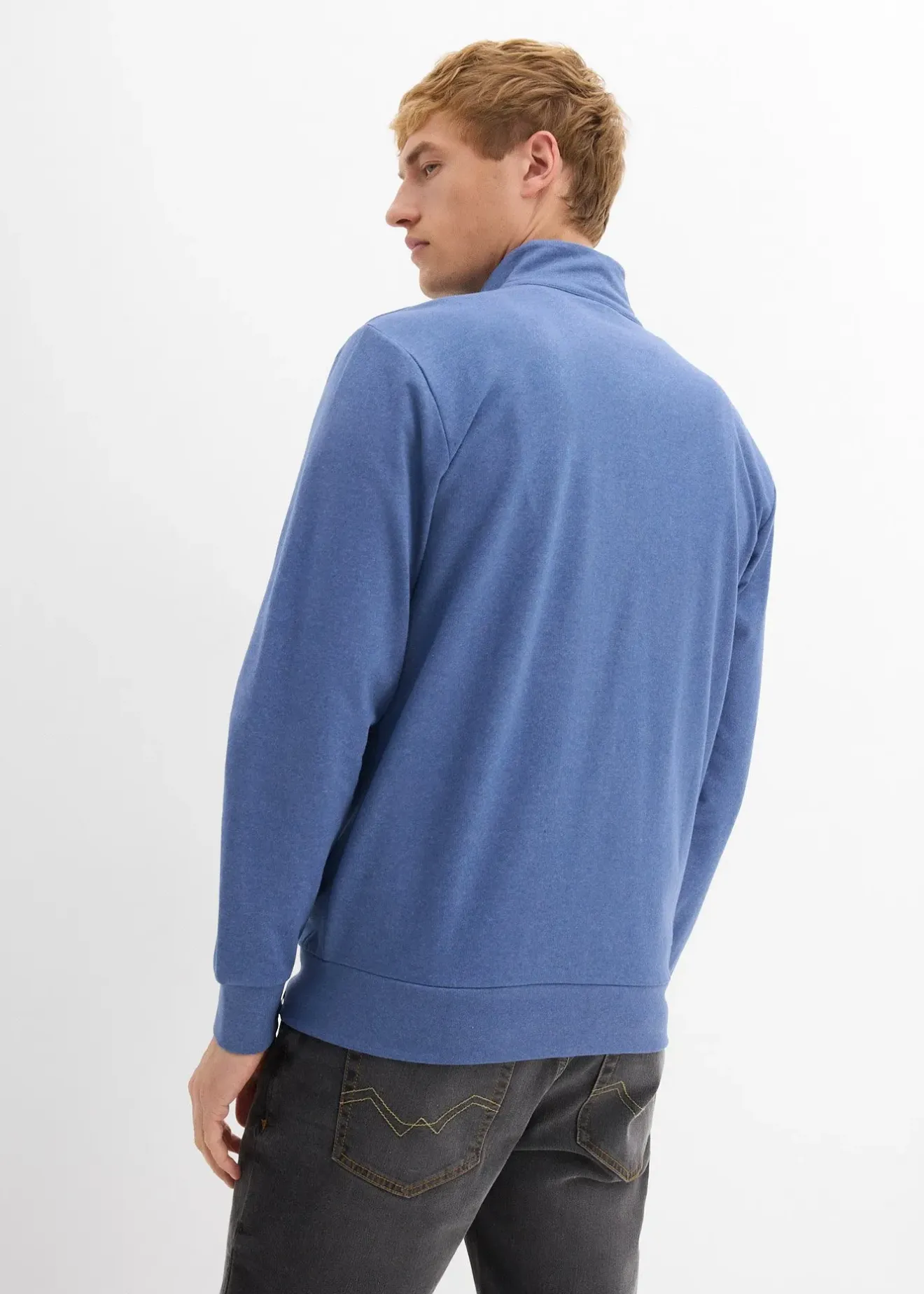 bonprix Sweat zippé à col montant et détails enduits|Homme Sweats