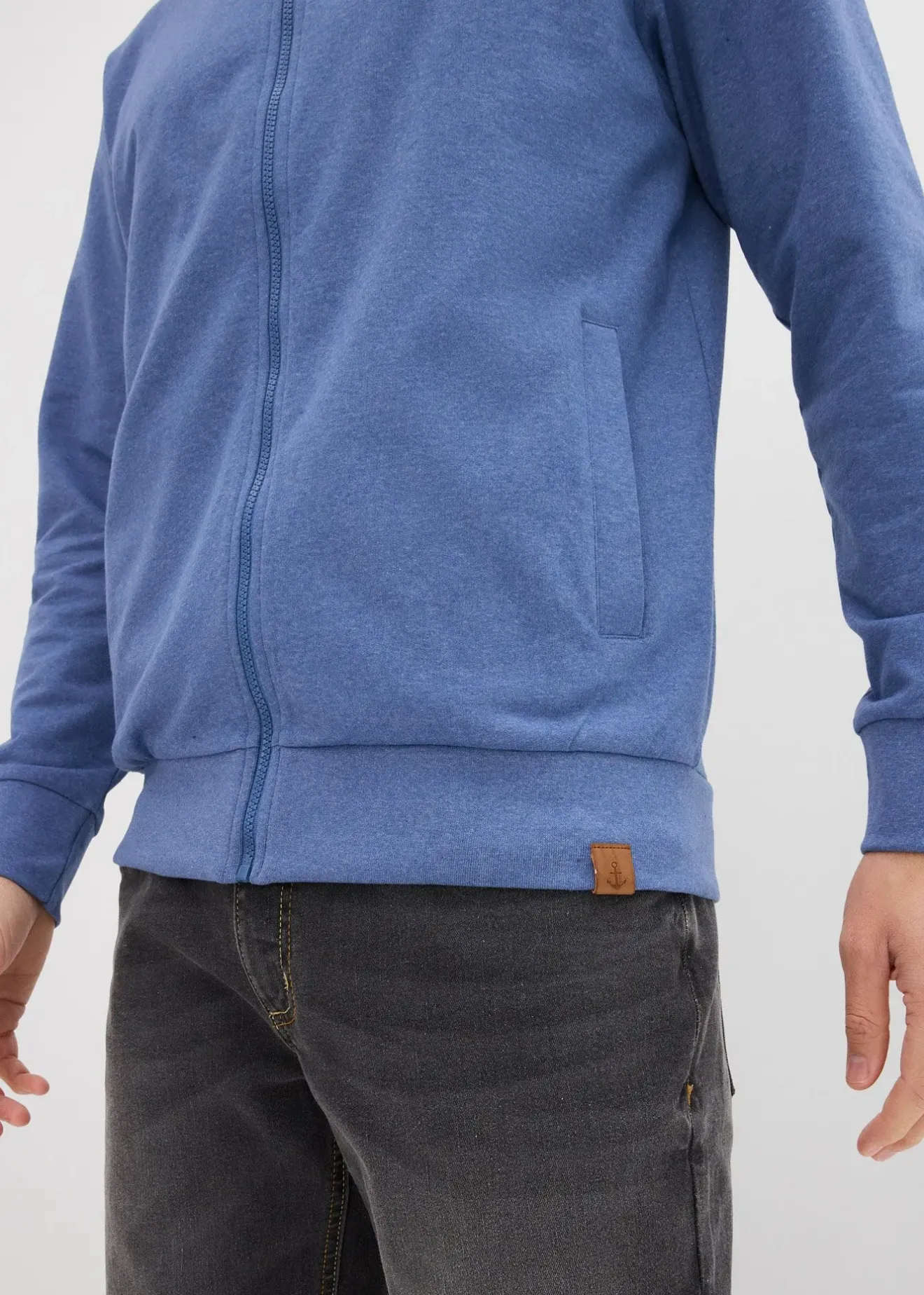 bonprix Sweat zippé à col montant et détails enduits|Homme Sweats