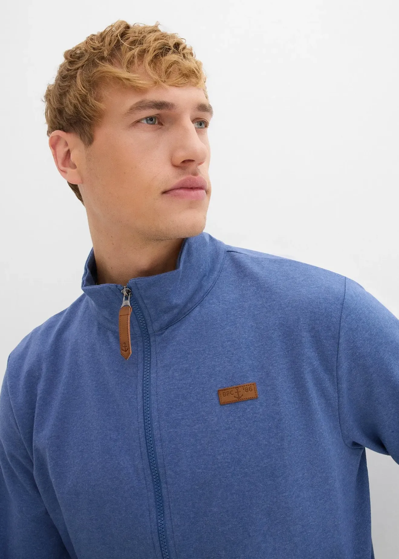bonprix Sweat zippé à col montant et détails enduits|Homme Sweats