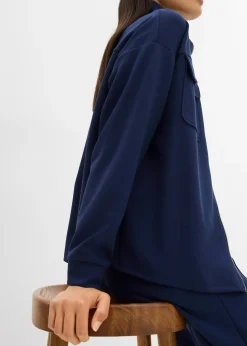 Femme bonprix Sweats|Sweat zippé en matière un peu brillante