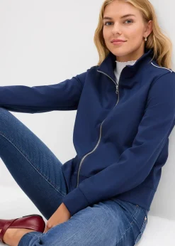 Femme bonprix Sweats|Sweat zippé en Punto di Roma confortable