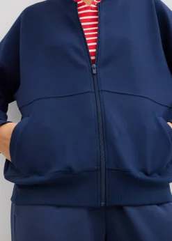 Femme bonprix Sweats|Sweat zippé oversize en matière néoprène