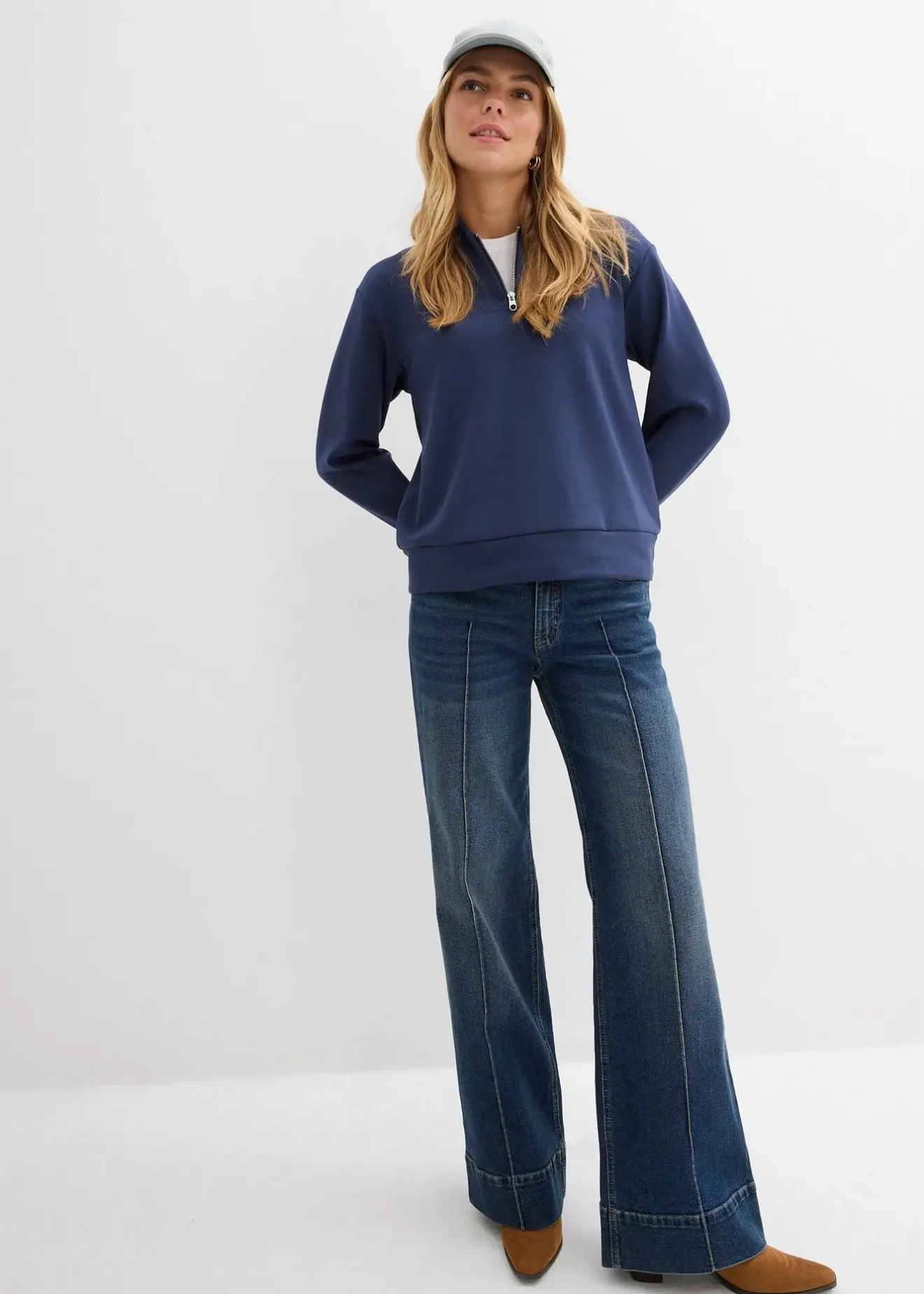 Femme bonprix Sweats|Sweat-shirt doux en matière néoprène