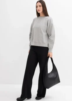 bonprix Sweat-shirt en coton à large col côtelé|Femme Sweats