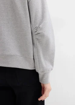 bonprix Sweat-shirt en coton à large col côtelé|Femme Sweats