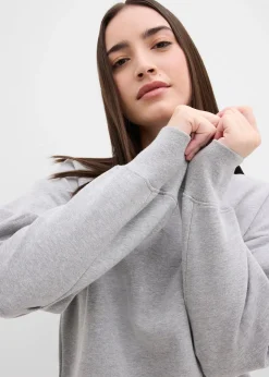 bonprix Sweat-shirt en coton à large col côtelé|Femme Sweats