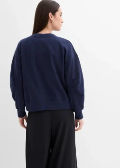 Femme bonprix Sweats|Sweat-shirt en coton à large col côtelé