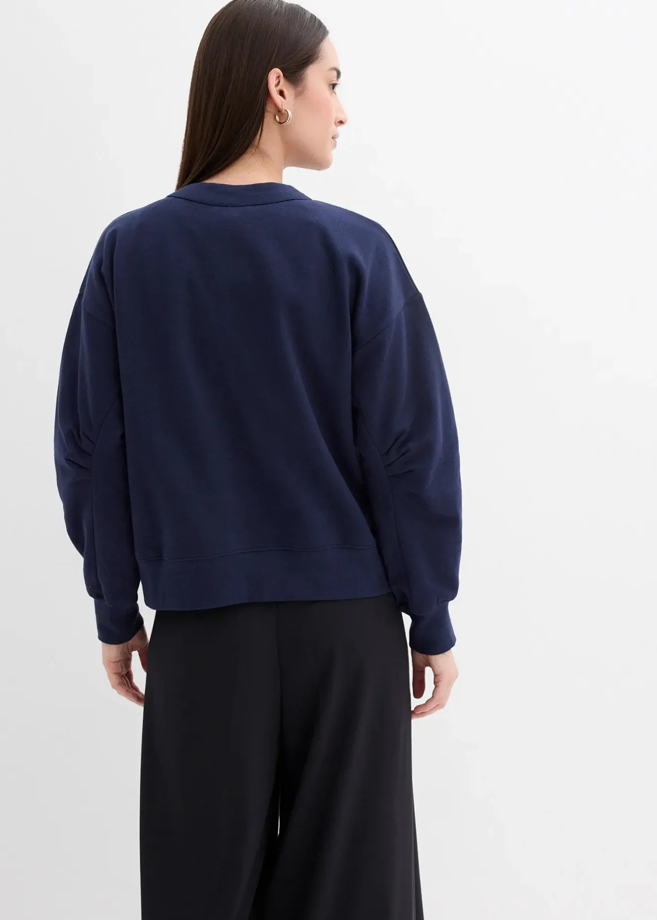 Femme bonprix Sweats|Sweat-shirt en coton à large col côtelé