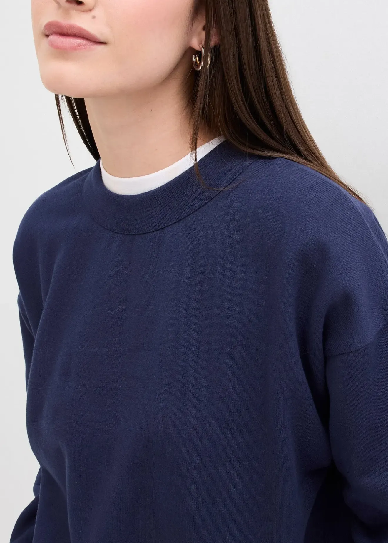 Femme bonprix Sweats|Sweat-shirt en coton à large col côtelé