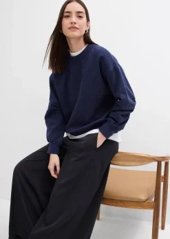 Femme bonprix Sweats|Sweat-shirt en coton à large col côtelé