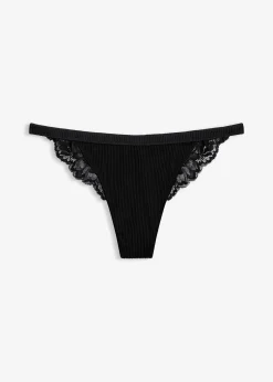 bonprix Tanga string en matière douce et côtelée|Femme Bas