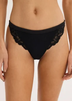bonprix Tanga string en matière douce et côtelée|Femme Bas