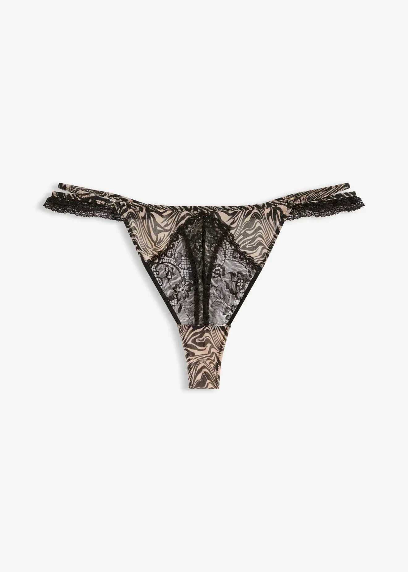 Femme bonprix Dessous|Bas|Tanga string en mesh imprimé