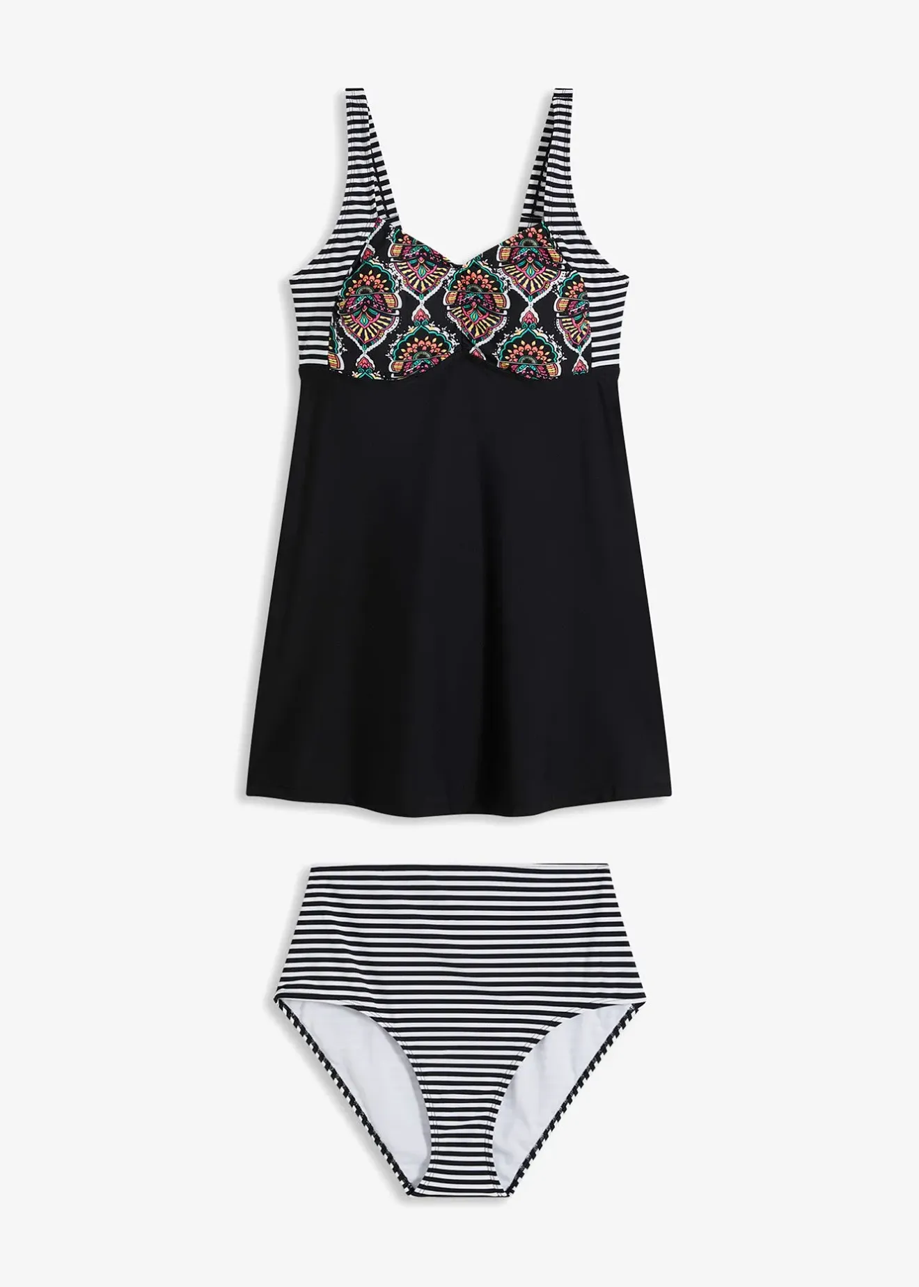 Femme bonprix Maillots De Bain Couvrants|Tankinis|Tankini long avec shorty taille haute (ens. 2 pces)