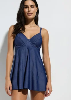 bonprix Tankini long (ens. 2 pces) aspect jean|Femme Tankinis