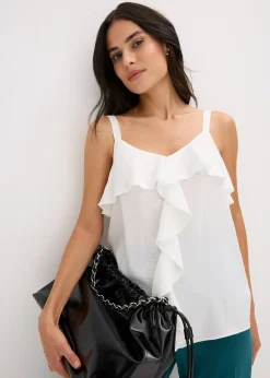 bonprix Top à bretelles fines en satin brillant|Femme Chemisiers|T-Shirts & Tops