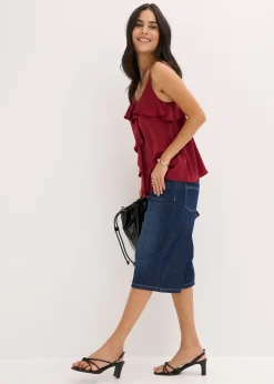 bonprix Top à bretelles fines en satin brillant|Femme Chemisiers|T-Shirts & Tops