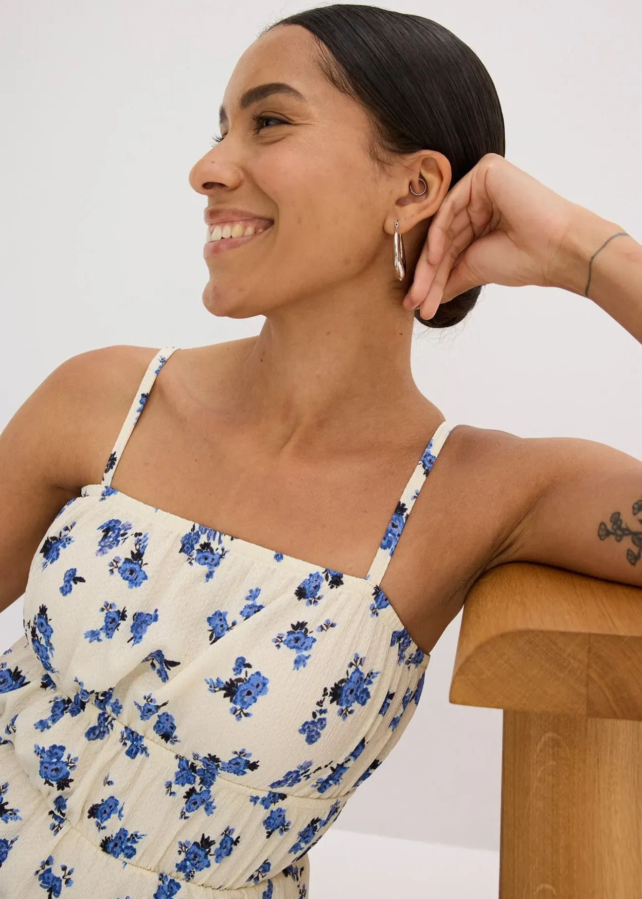 Femme bonprix T-Shirts & Tops|Top à fines bretelles en crêpe texturé