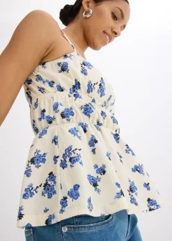 Femme bonprix T-Shirts & Tops|Top à fines bretelles en crêpe texturé